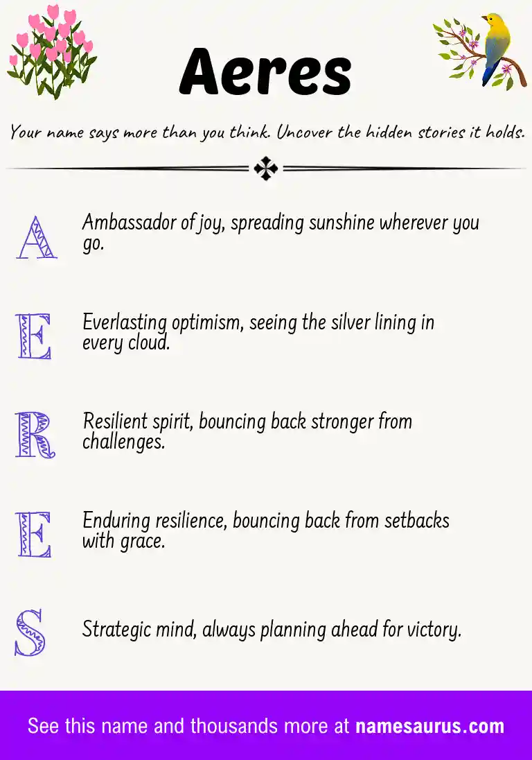 Acrostic poem about Aeres.