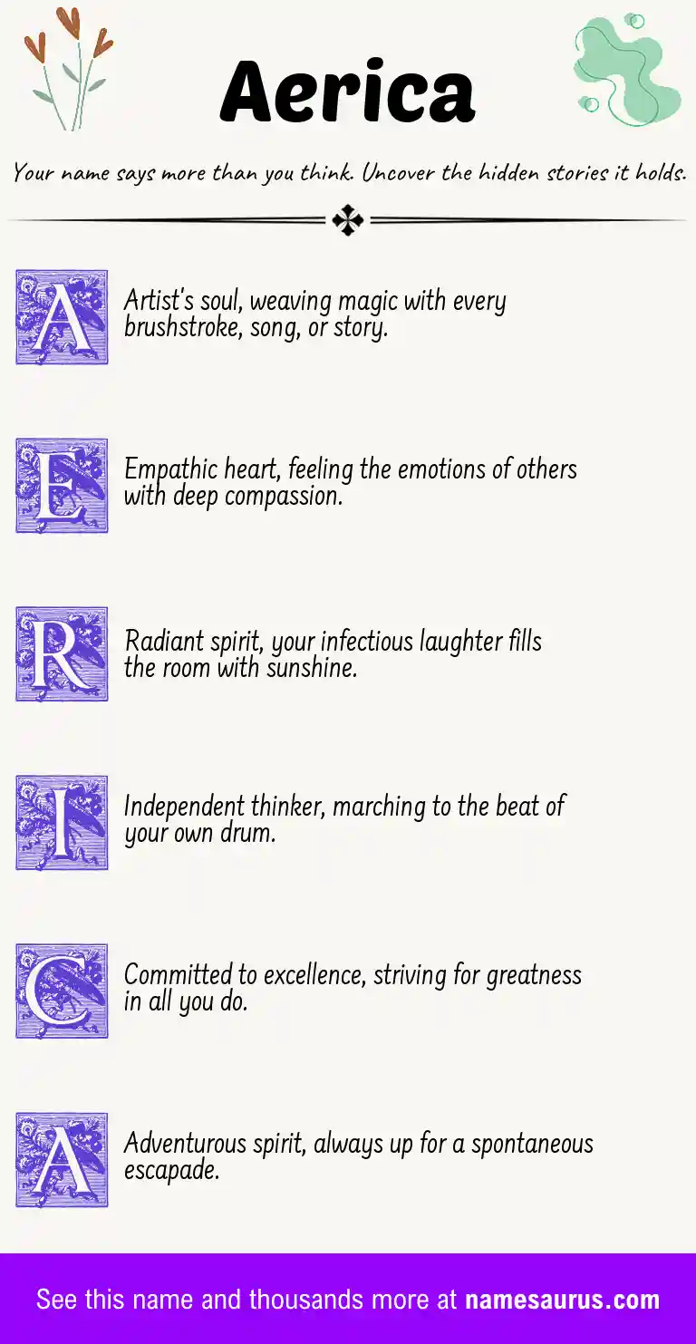 Acrostic poem about Aerica.