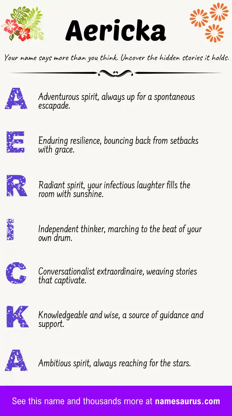 Acrostic poem about Aericka.
