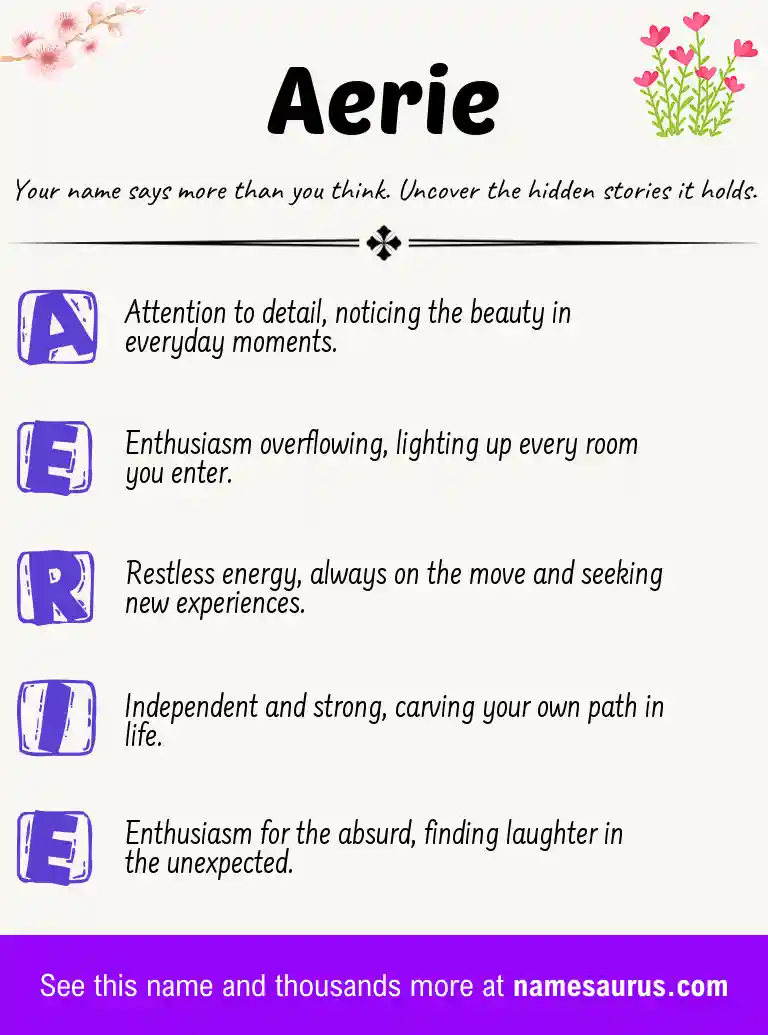 Acrostic poem about Aerie.