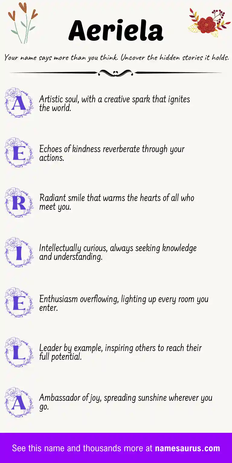 Acrostic poem about Aeriela.