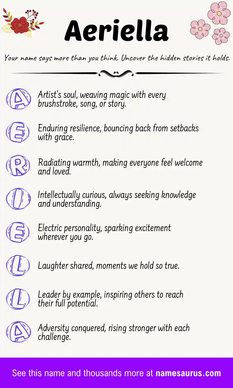 Acrostic poem about Aeriella.