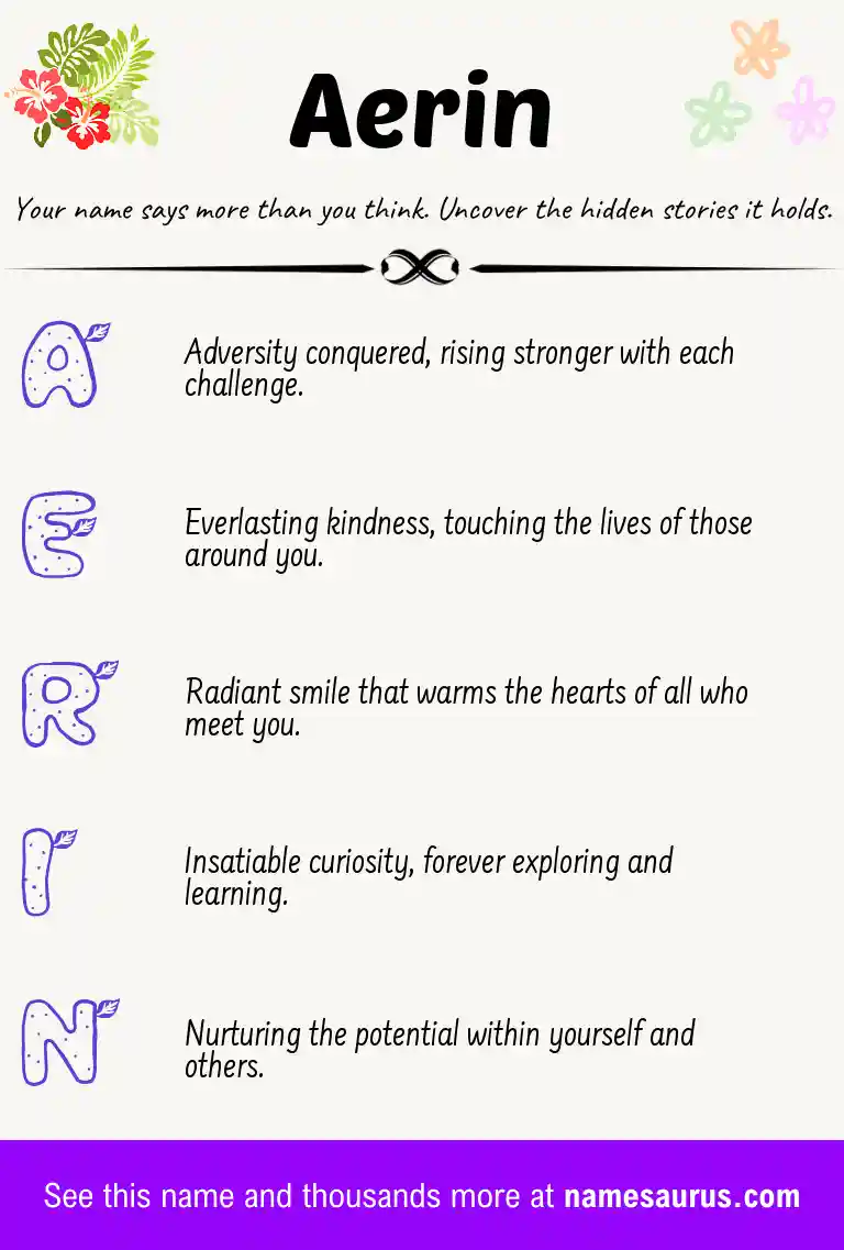 Acrostic poem about Aerin.