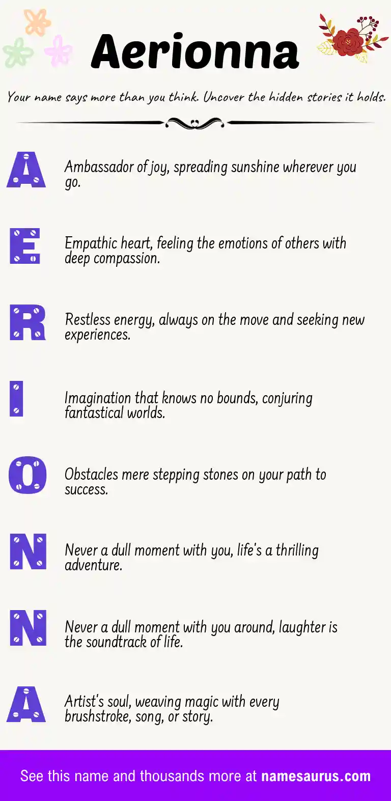 Acrostic poem about Aerionna.