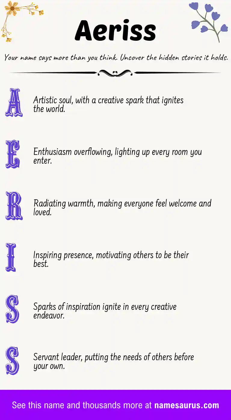Acrostic poem about Aeriss.