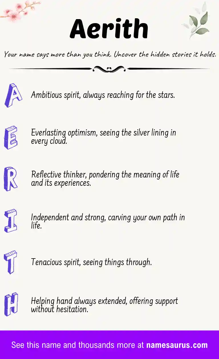 Acrostic poem about Aerith.