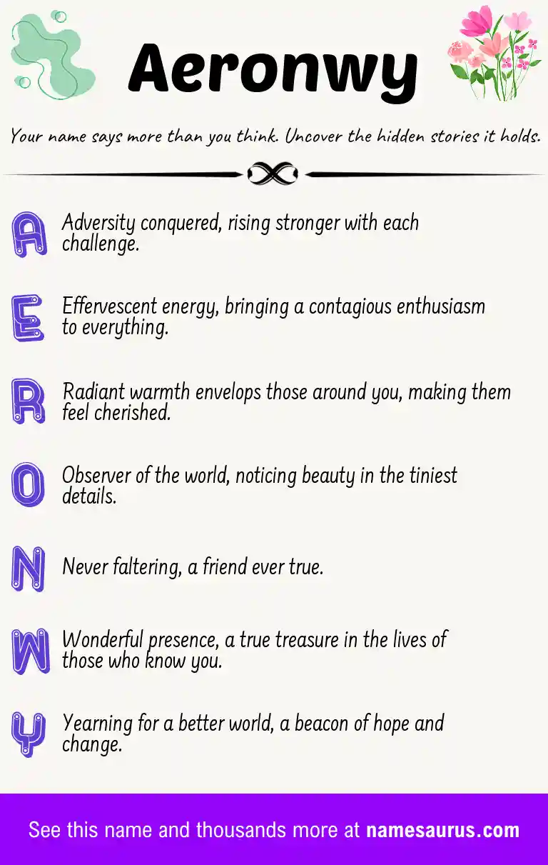 Acrostic poem about Aeronwy.