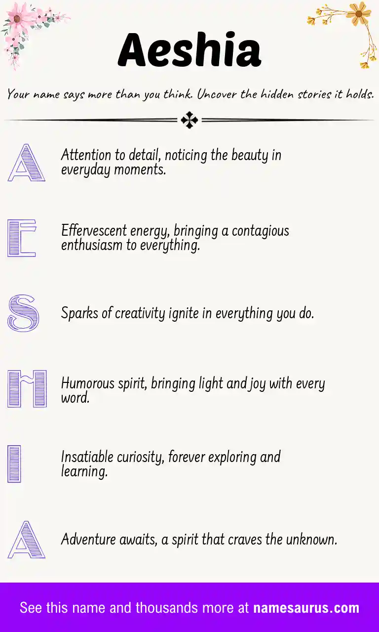 Acrostic poem about Aeshia.