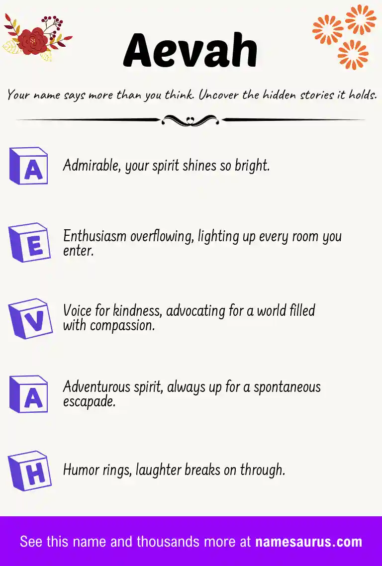 Acrostic poem about Aevah.