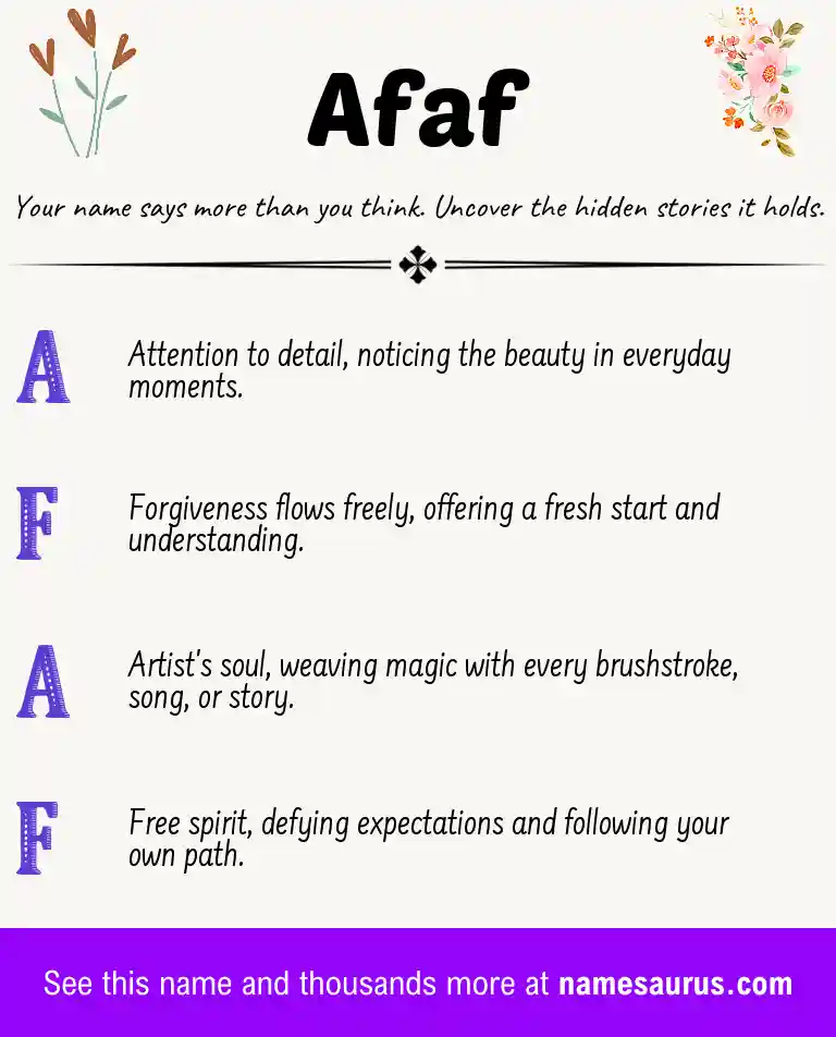 Acrostic poem about Afaf.
