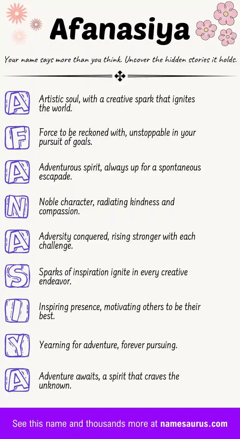 Acrostic poem about Afanasiya.