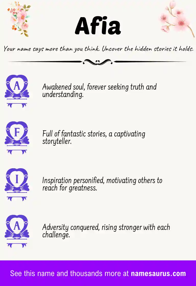 Acrostic poem about Afia.