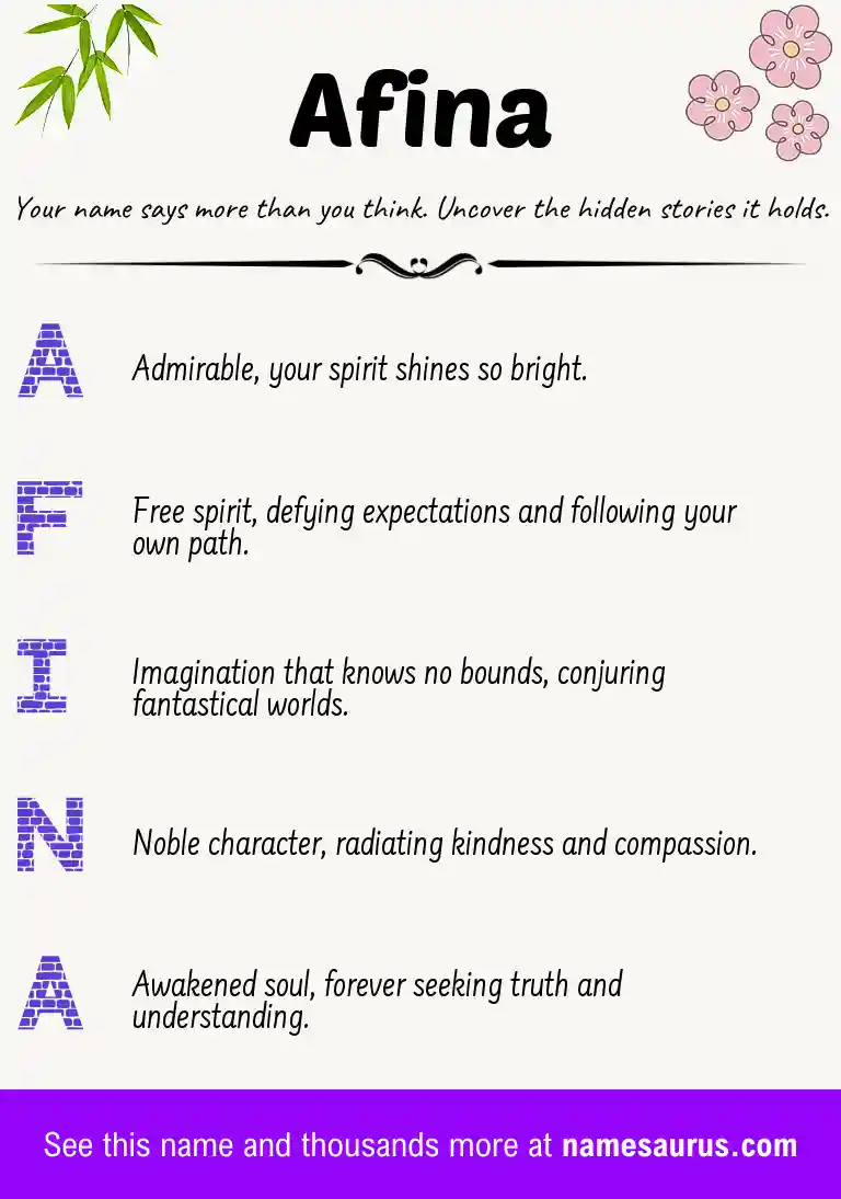 Acrostic poem about Afina.