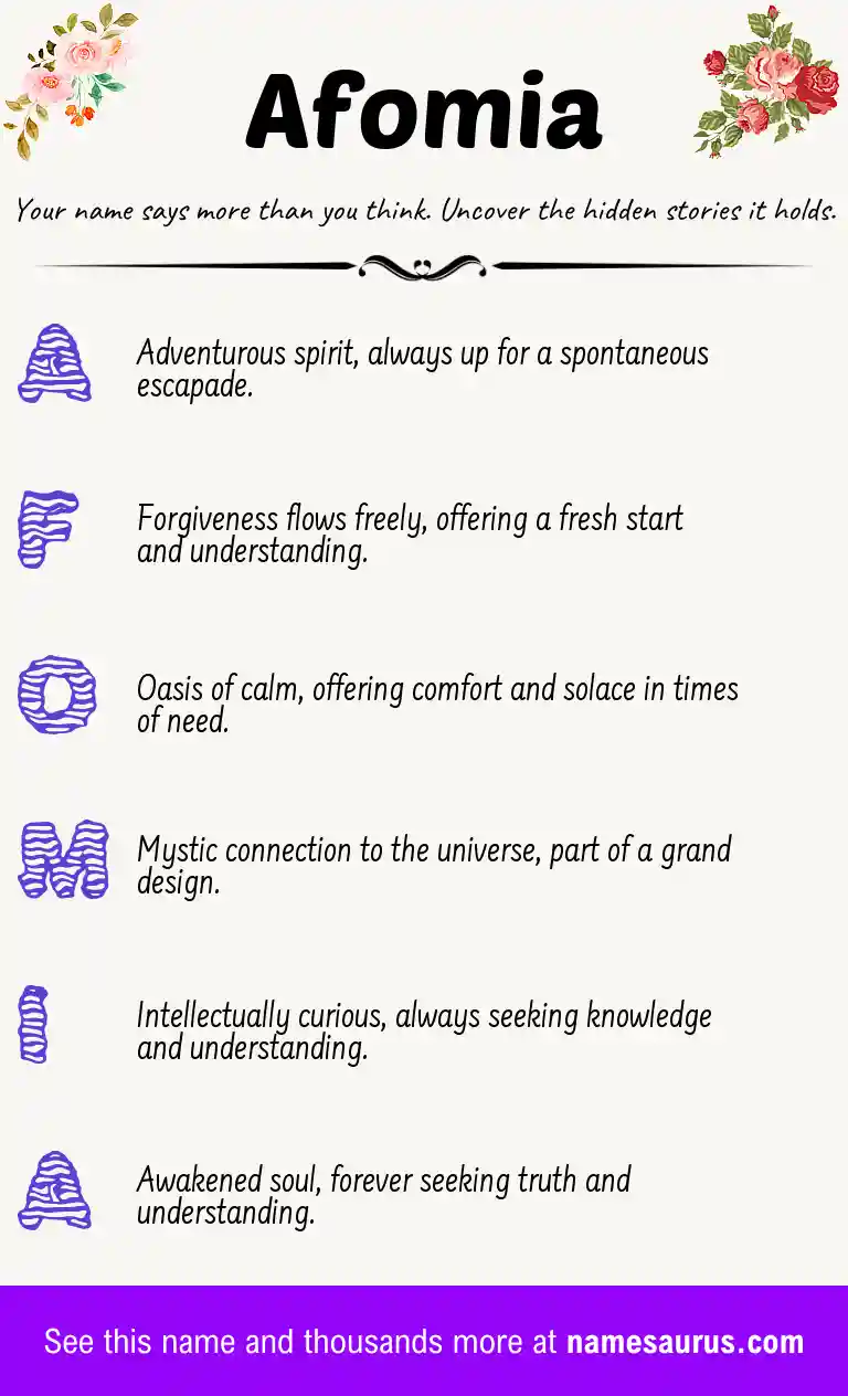 Acrostic poem about Afomia.