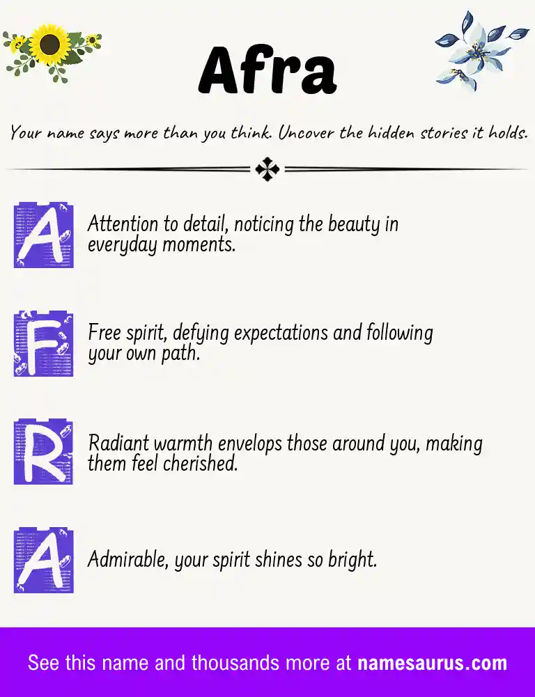 Acrostic poem about Afra.