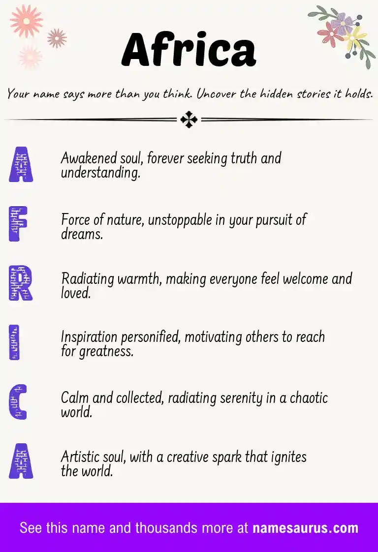 Acrostic poem about Africa.