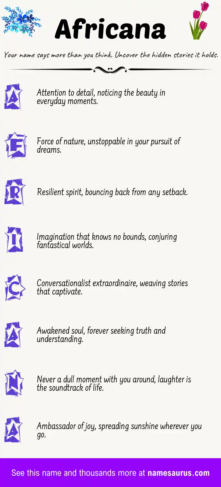 Acrostic poem about Africana.
