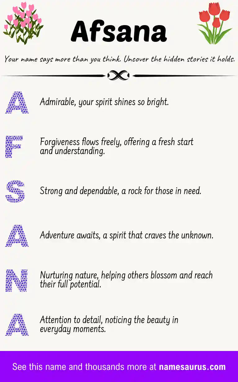 Acrostic poem about Afsana.