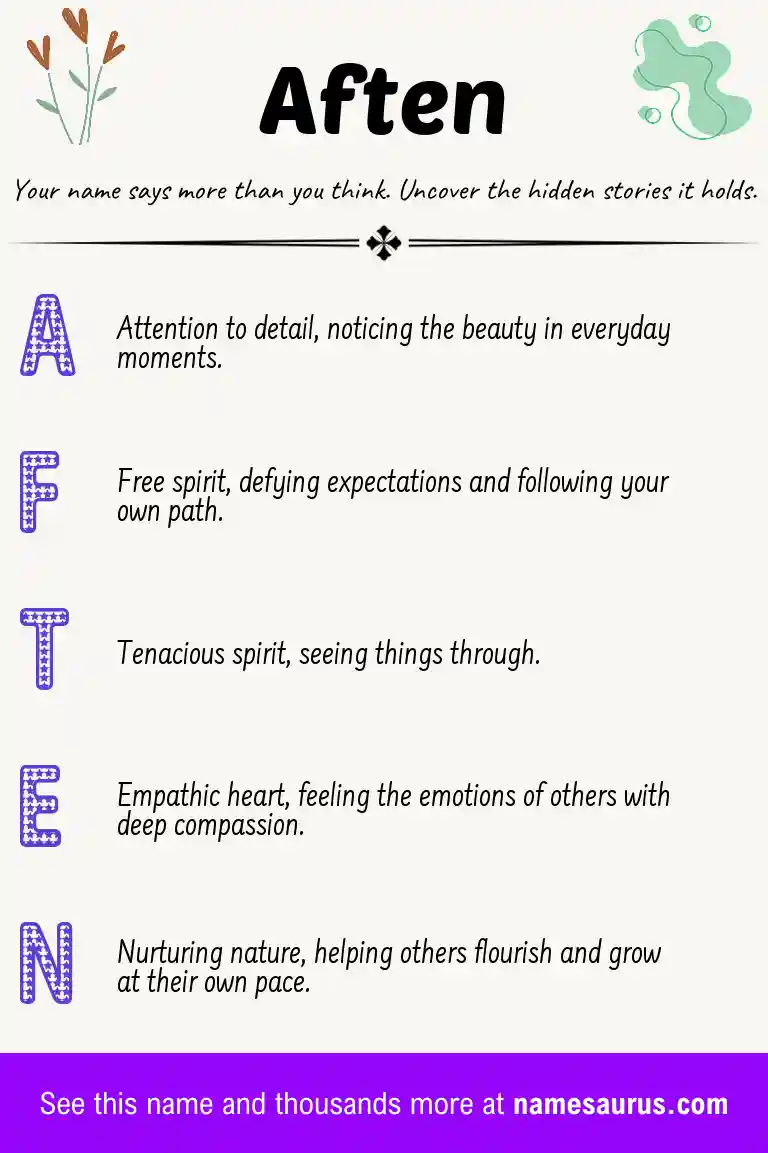 Acrostic poem about Aften.