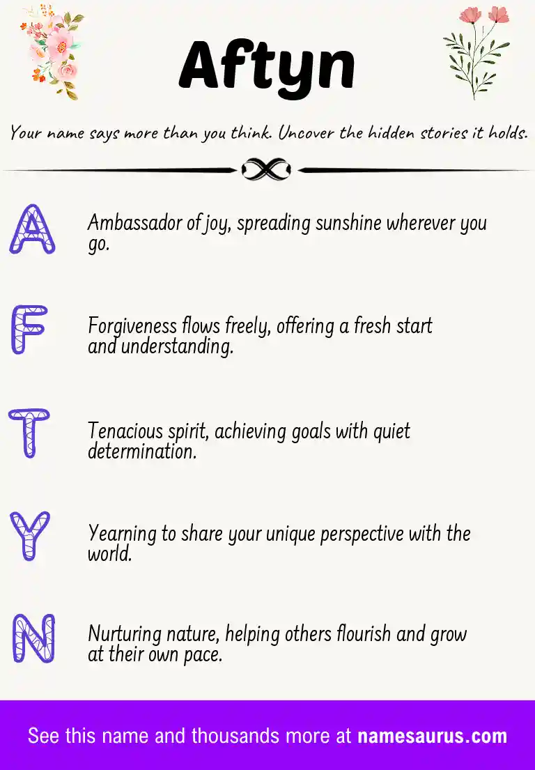 Acrostic poem about Aftyn.