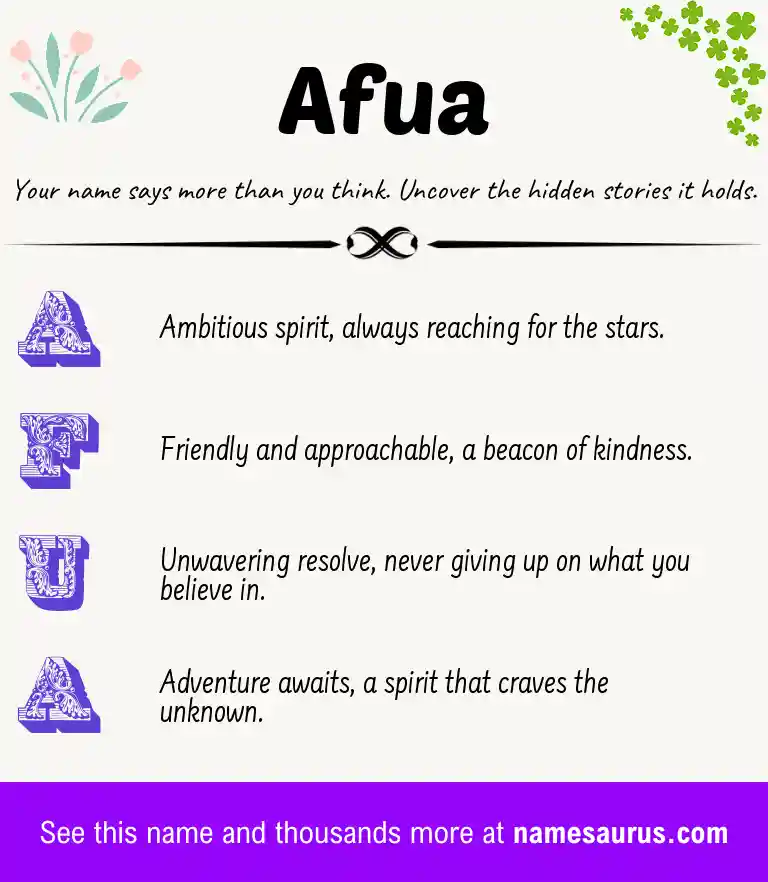 Acrostic poem about Afua.