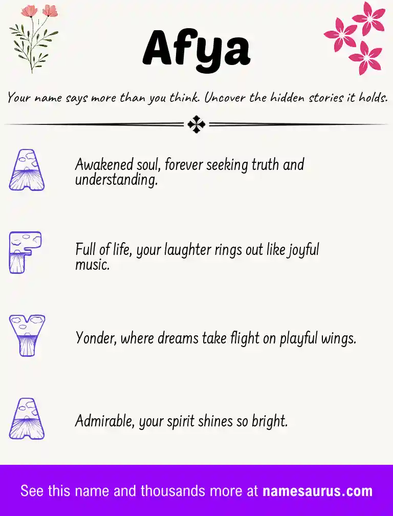 Acrostic poem about Afya.