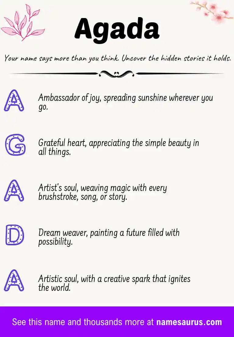 Acrostic poem about Agada.