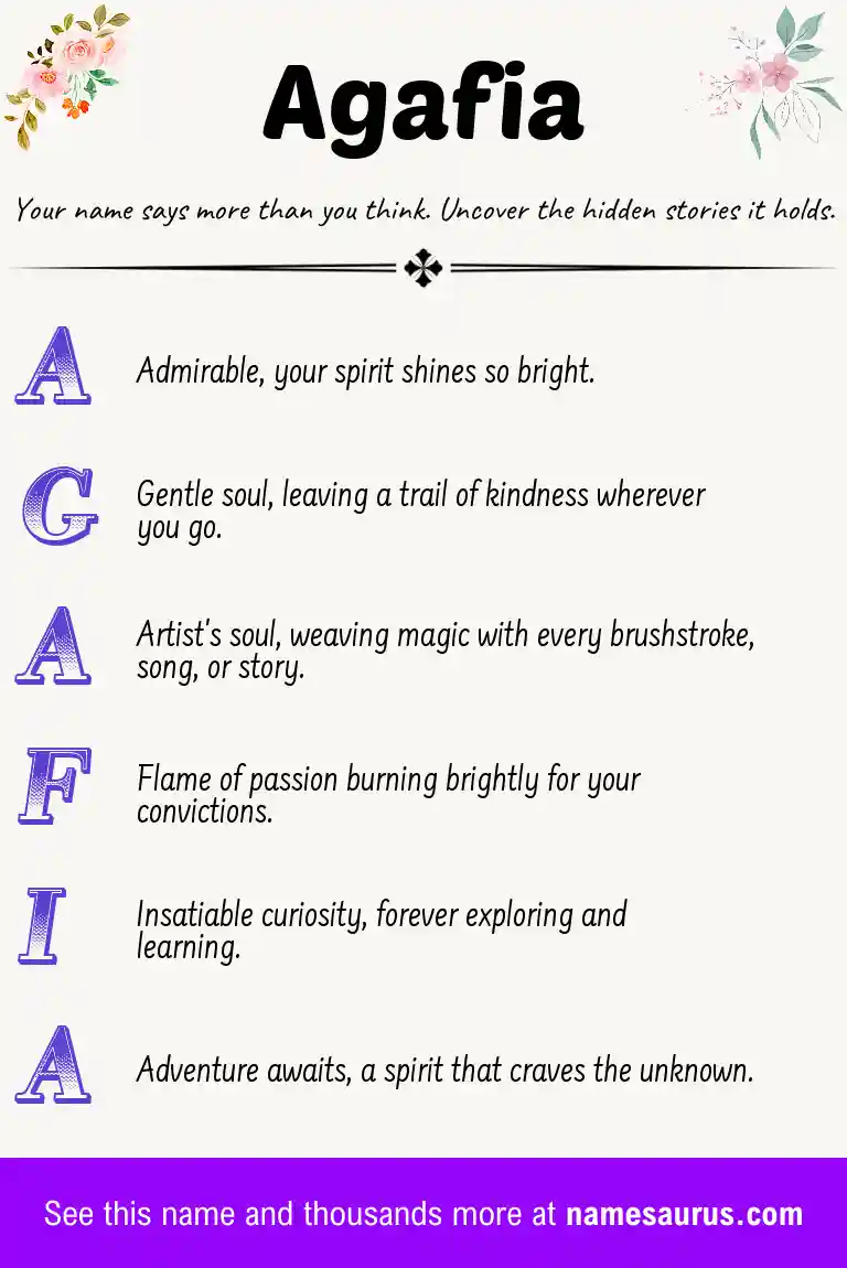 Acrostic poem about Agafia.