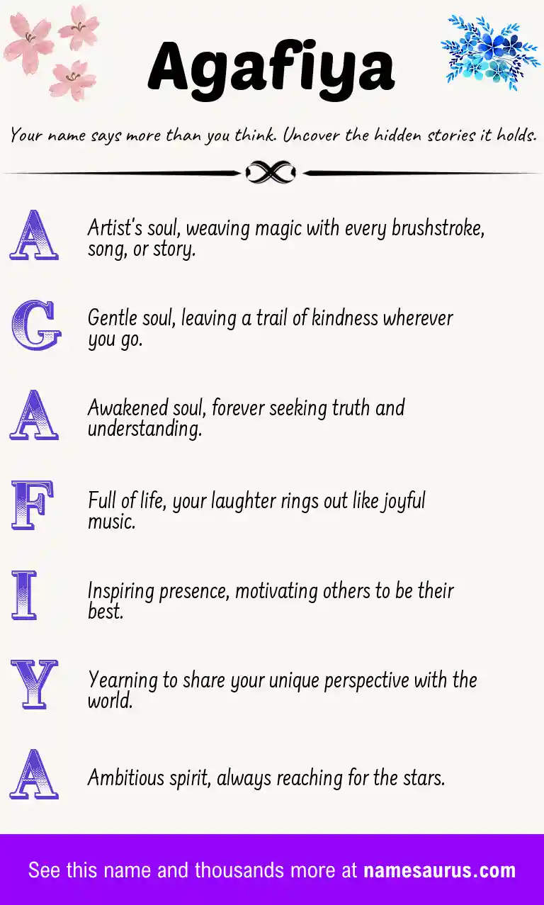 Acrostic poem about Agafiya.