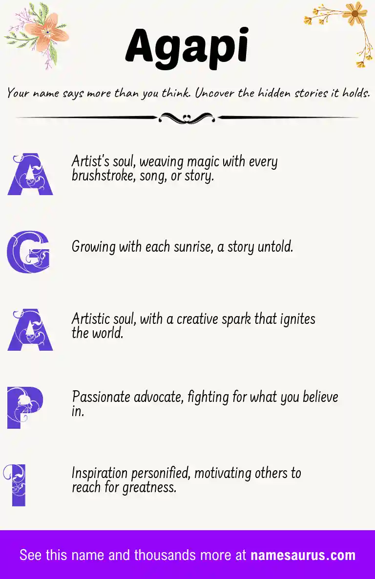 Acrostic poem about Agapi.