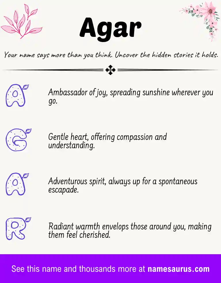 Acrostic poem about Agar.