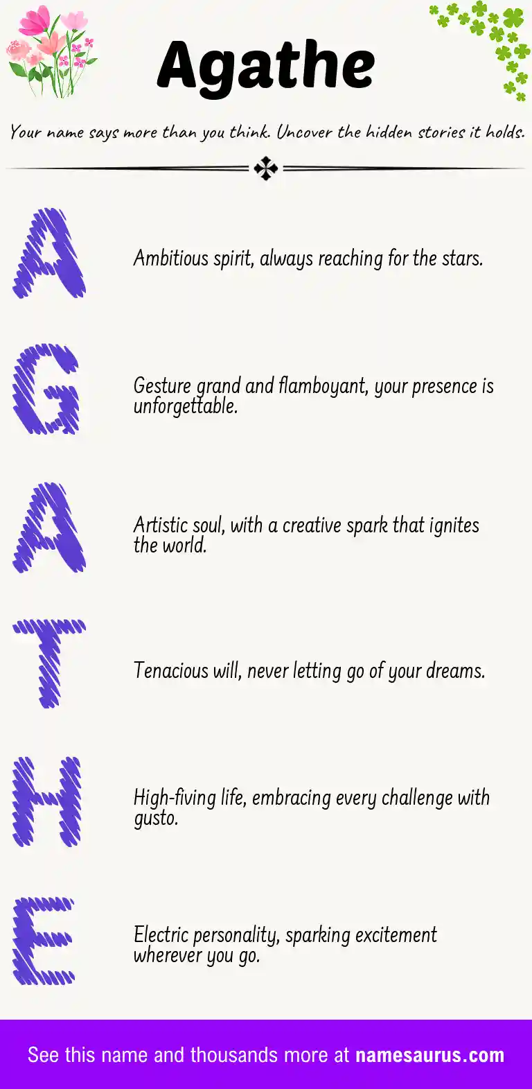 Acrostic poem about Agathe.