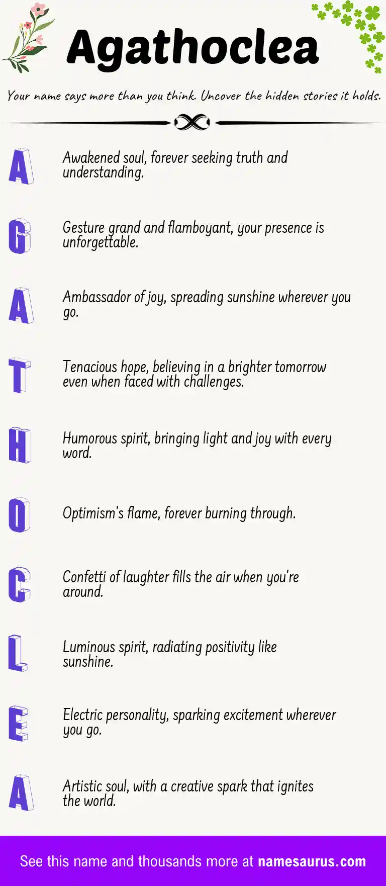 Acrostic poem about Agathoclea.