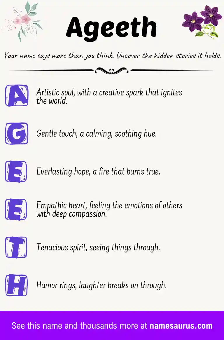 Acrostic poem about Ageeth.