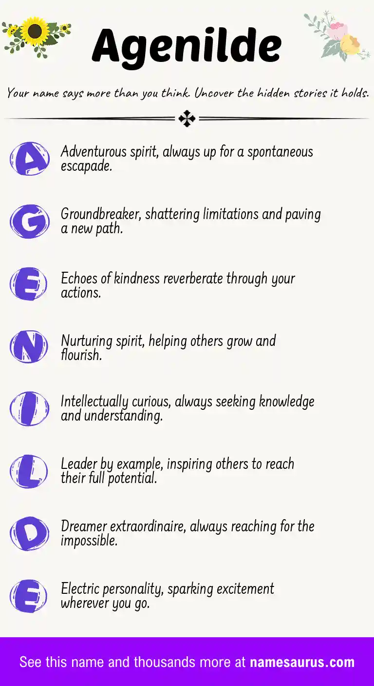 Acrostic poem about Agenilde.
