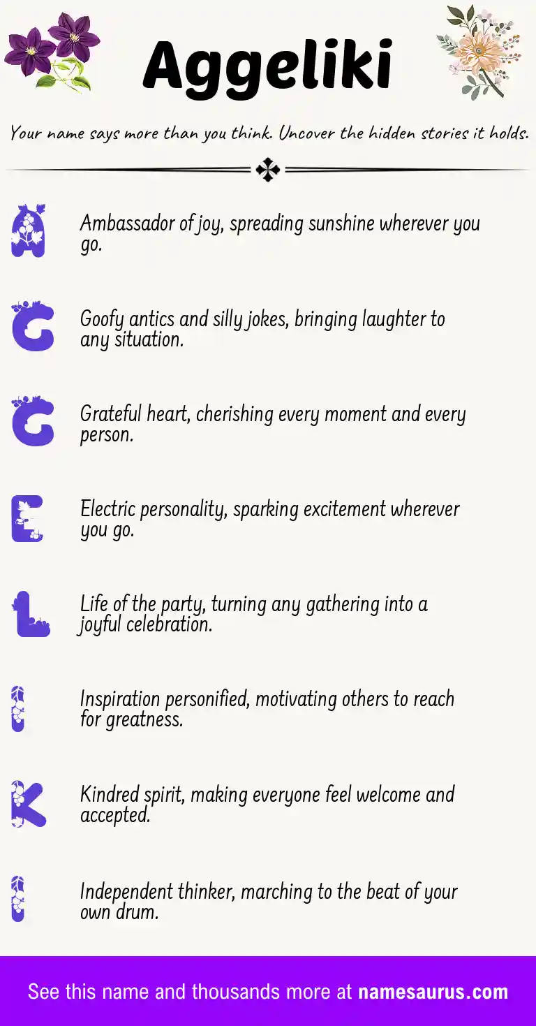 Acrostic poem about Aggeliki.