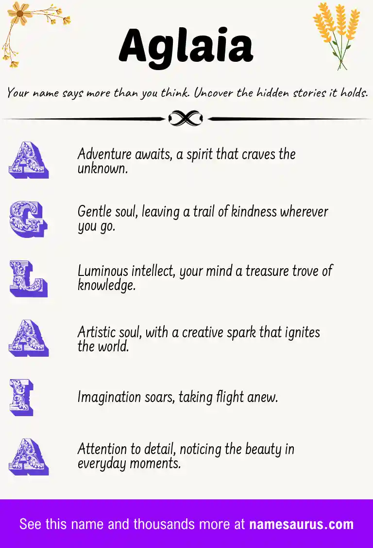 Acrostic poem about Aglaia.