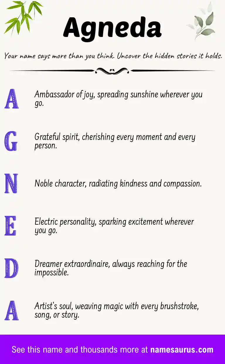 Acrostic poem about Agneda.