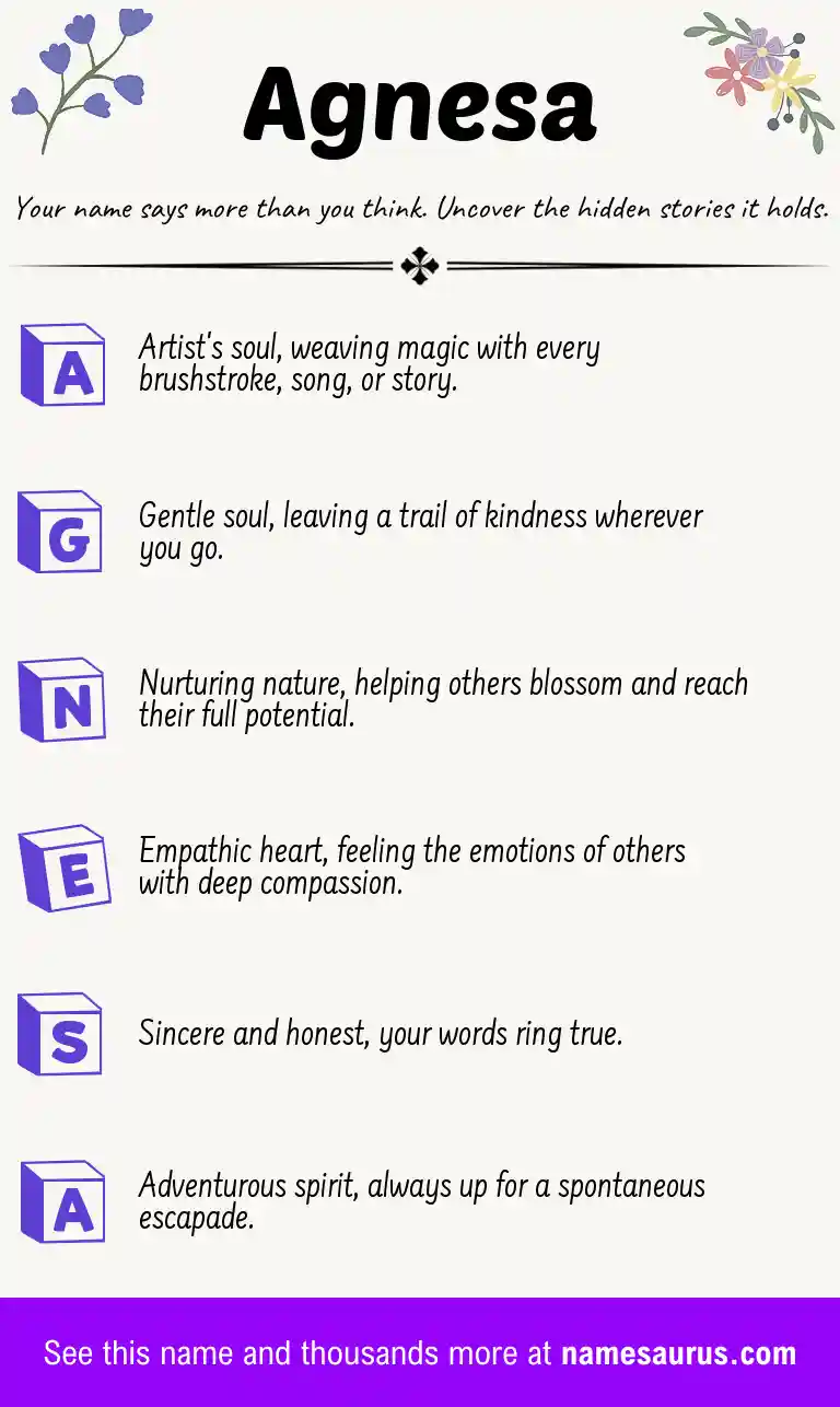 Acrostic poem about Agnesa.