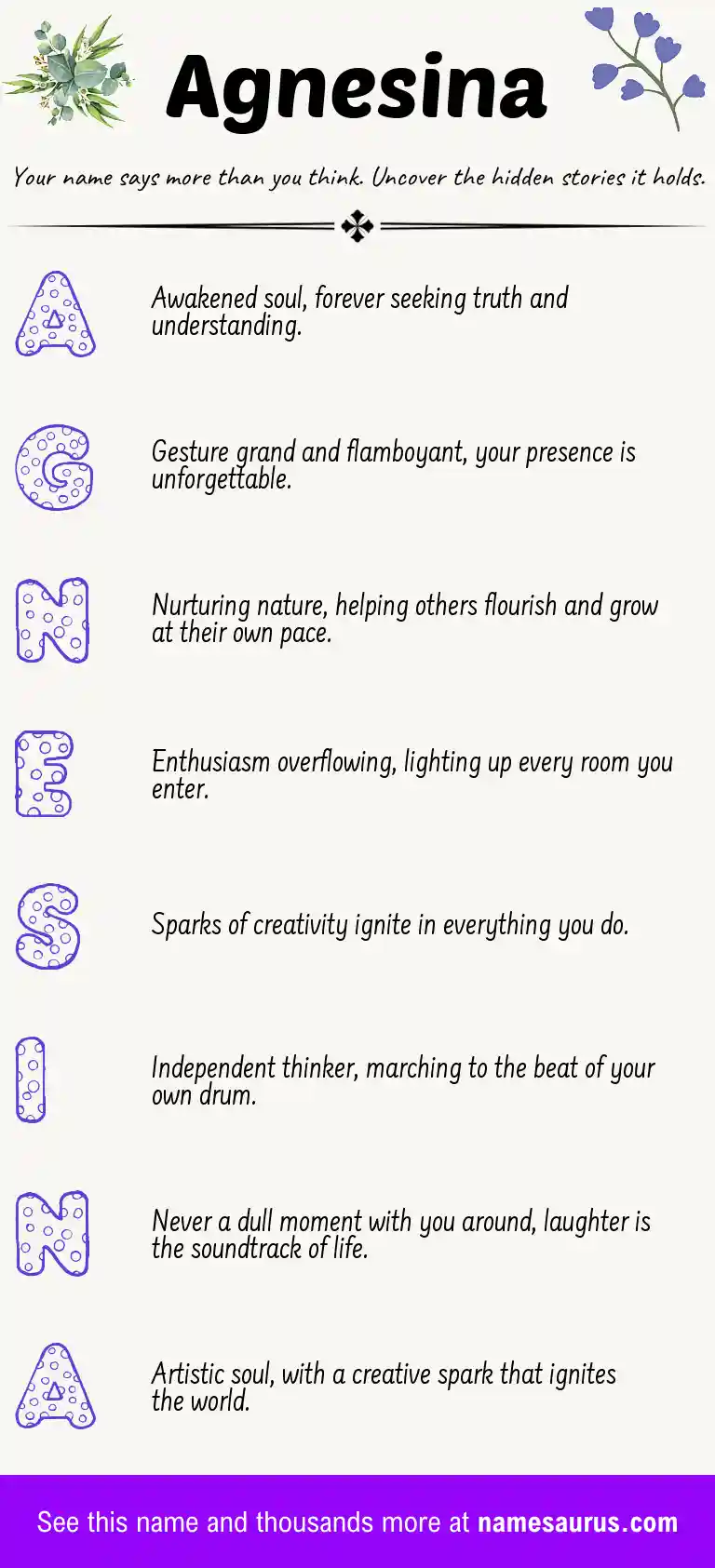 Acrostic poem about Agnesina.