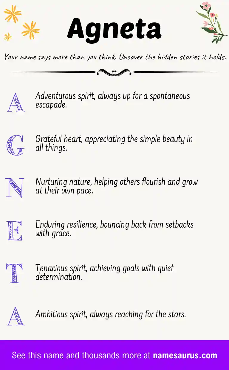 Acrostic poem about Agneta.