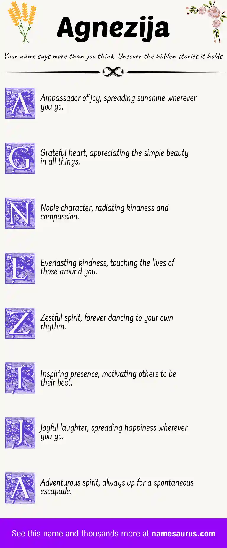 Acrostic poem about Agnezija.