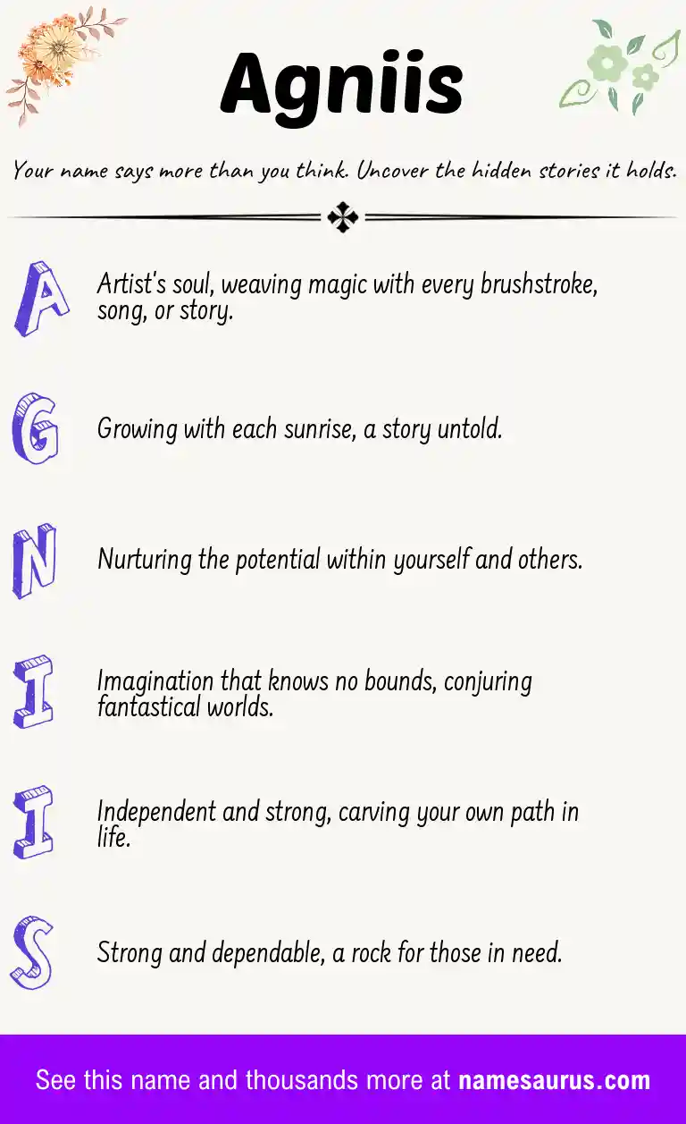 Acrostic poem about Agniis.