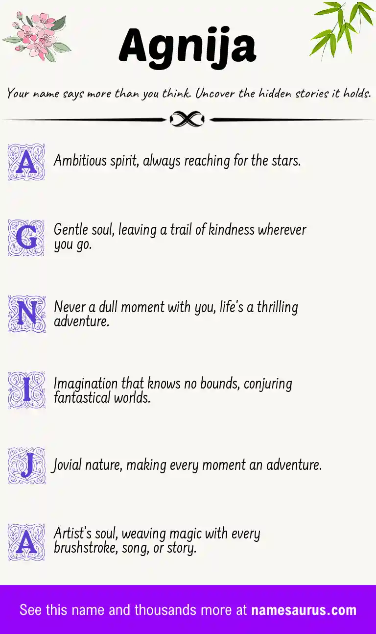 Acrostic poem about Agnija.