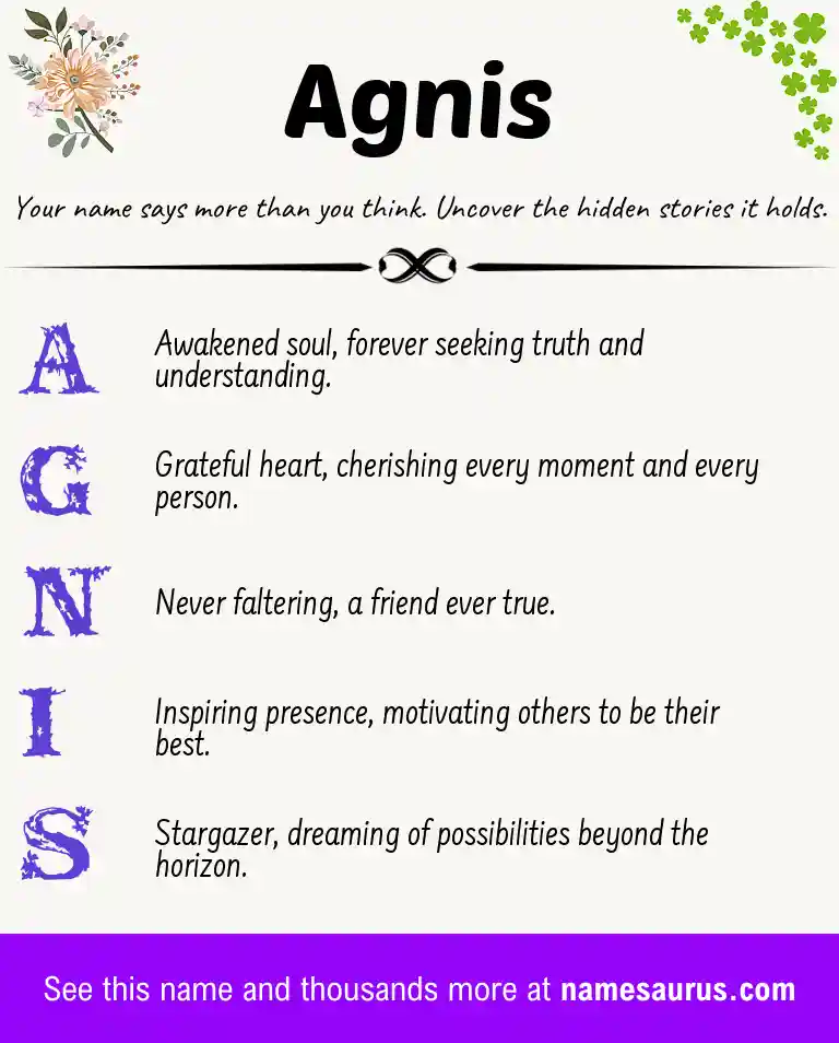 Acrostic poem about Agnis.