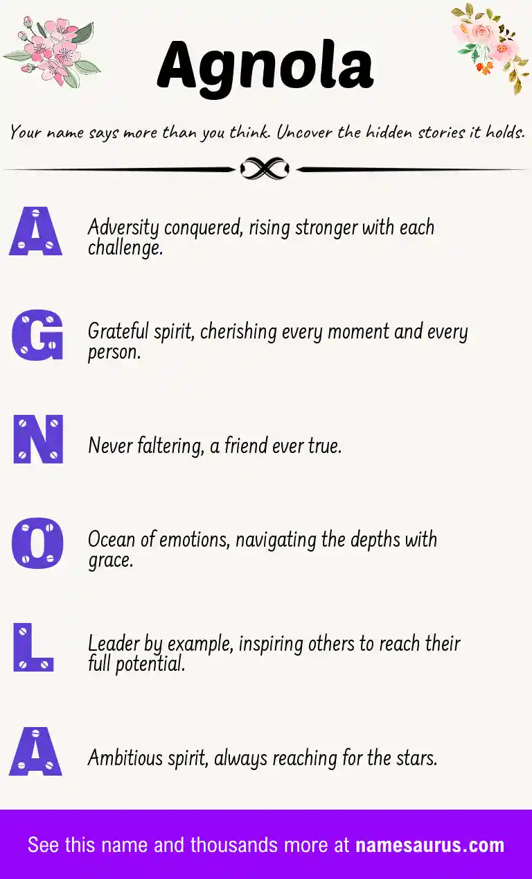 Acrostic poem about Agnola.