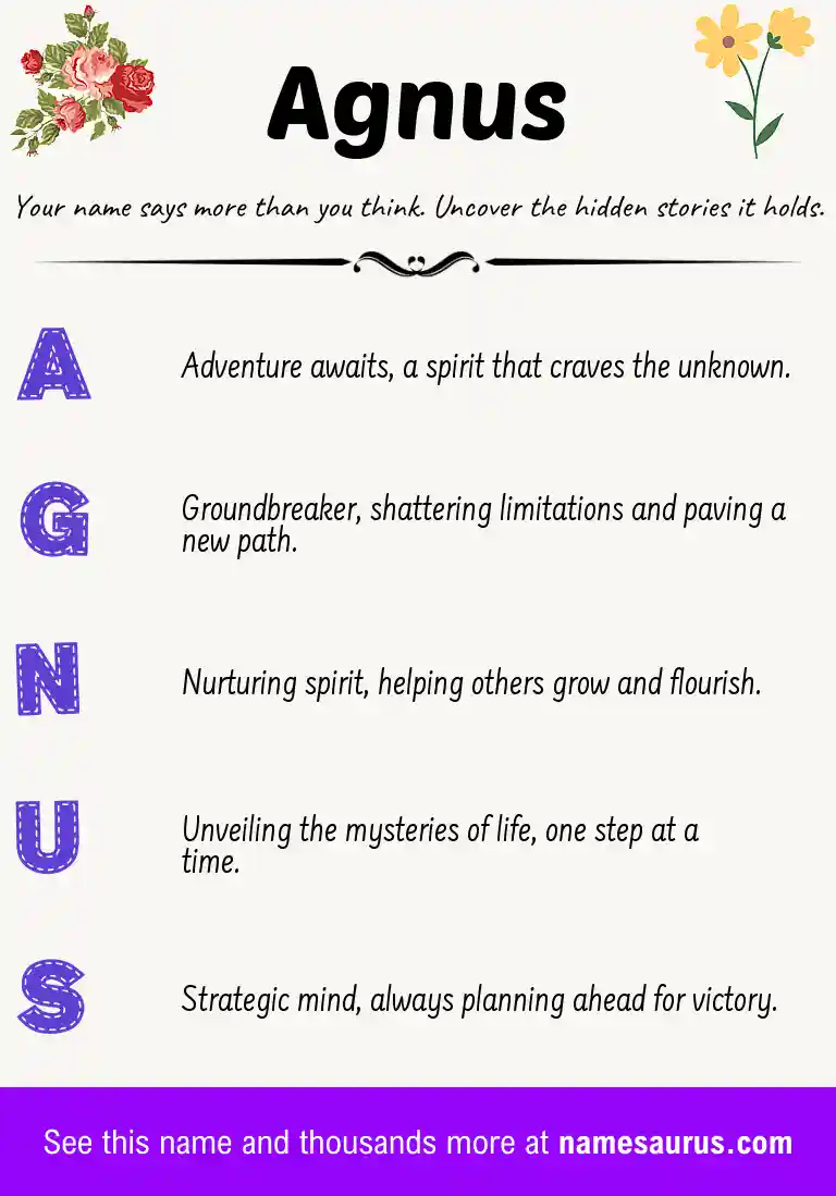 Acrostic poem about Agnus.