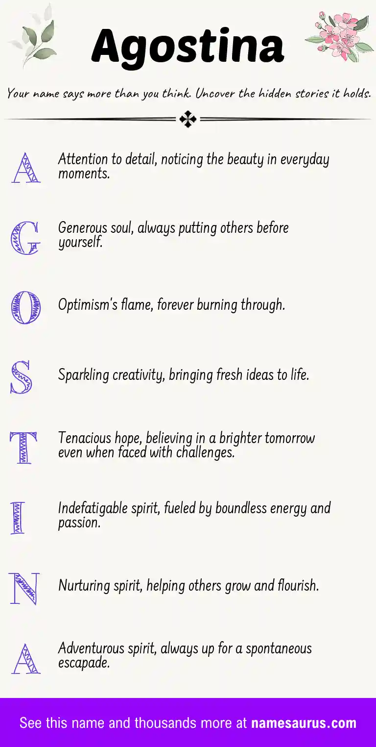 Acrostic poem about Agostina.
