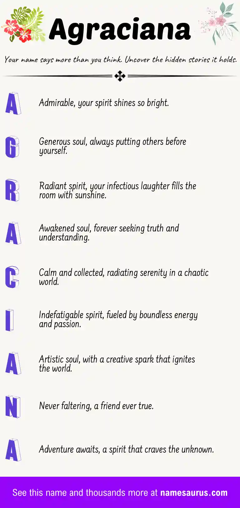 Acrostic poem about Agraciana.
