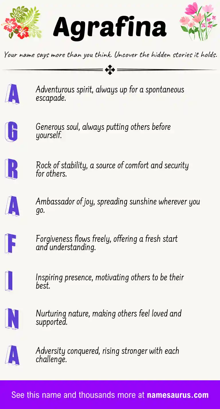 Acrostic poem about Agrafina.